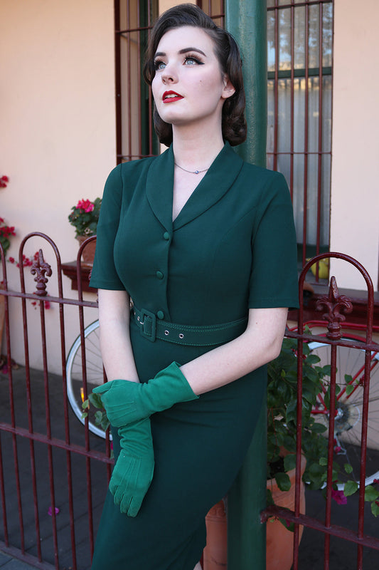 1960s Dark Green Bodycon Dress