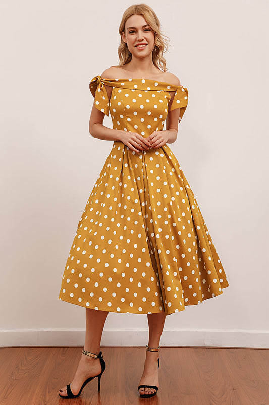 Yellow Polka Dots Vintage Dress