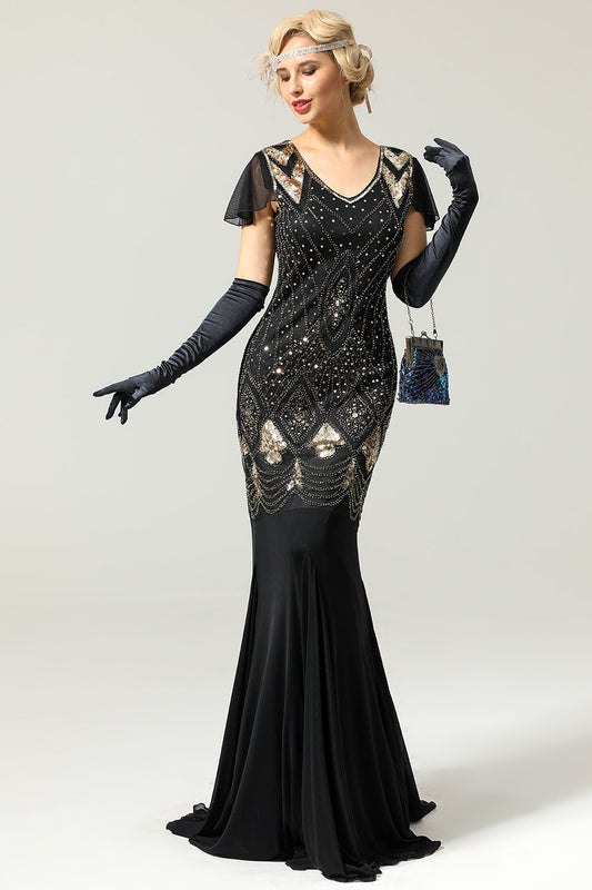 1920s Sequins Flapper Long Dress