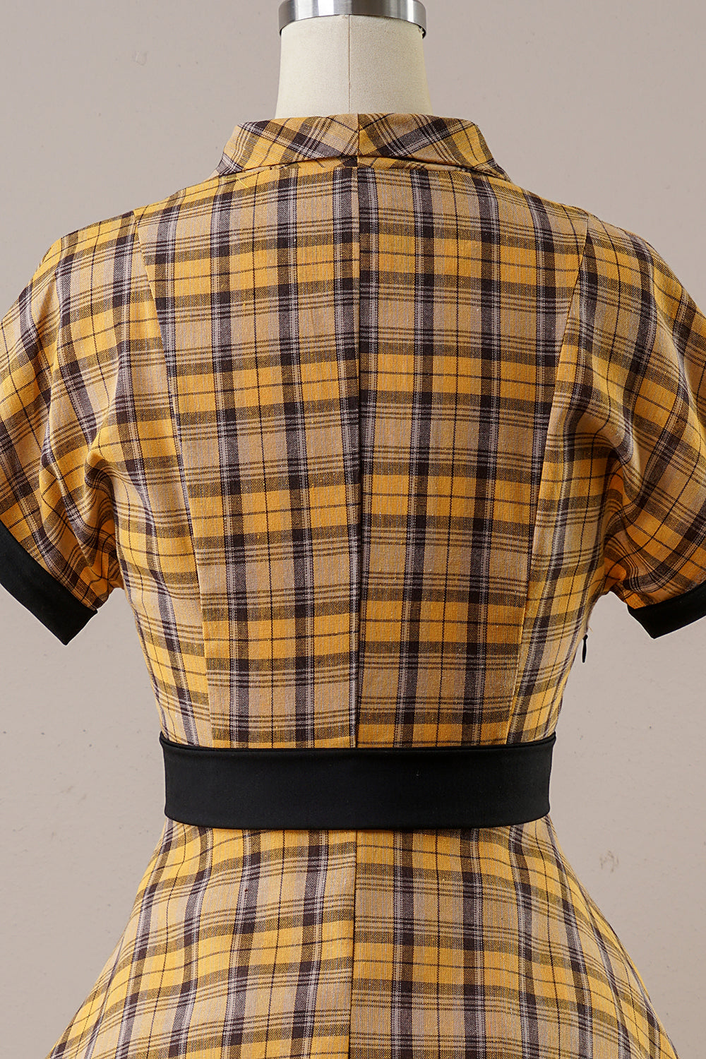 Yellow Plaid Vintage 1950s Dress