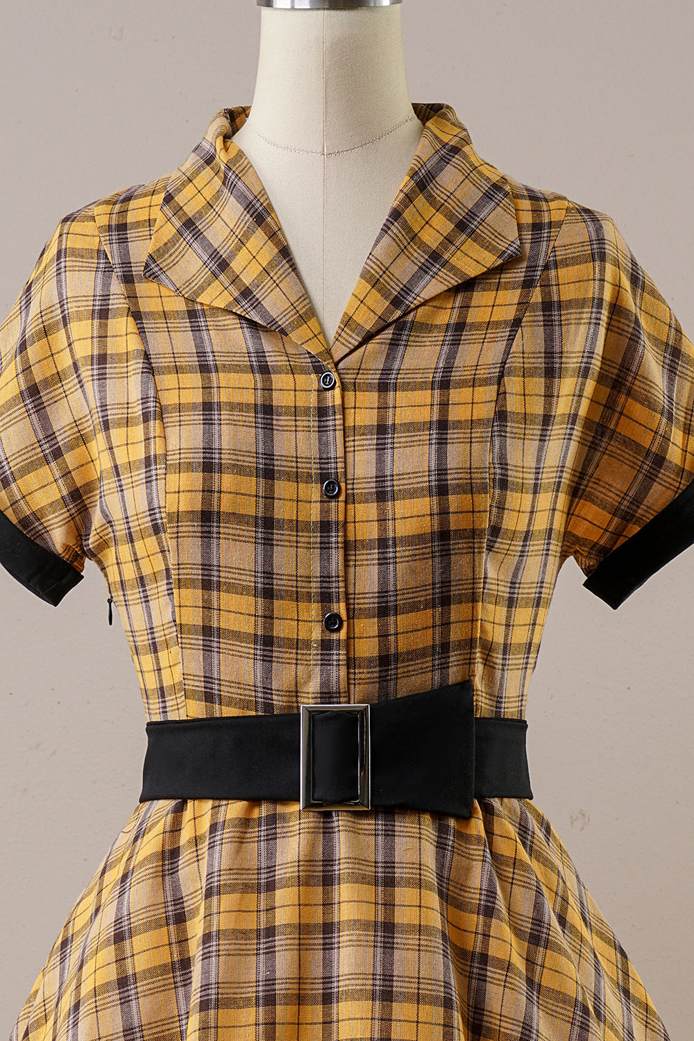 Yellow Plaid Vintage 1950s Dress