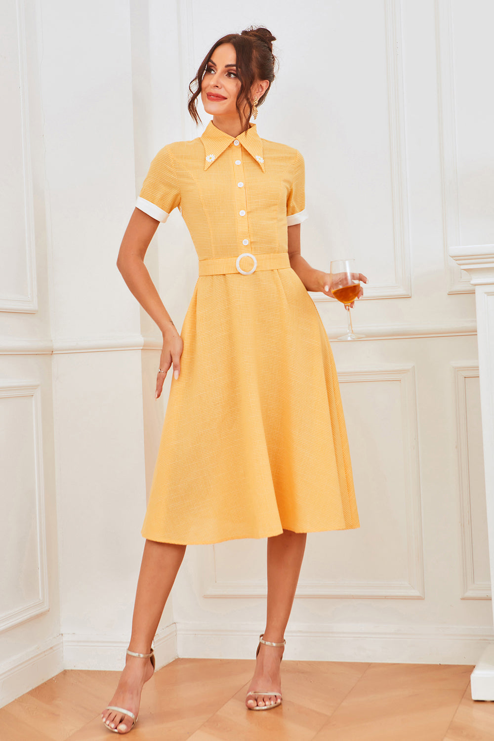 Yellow Plaid Vintage Swing Dress