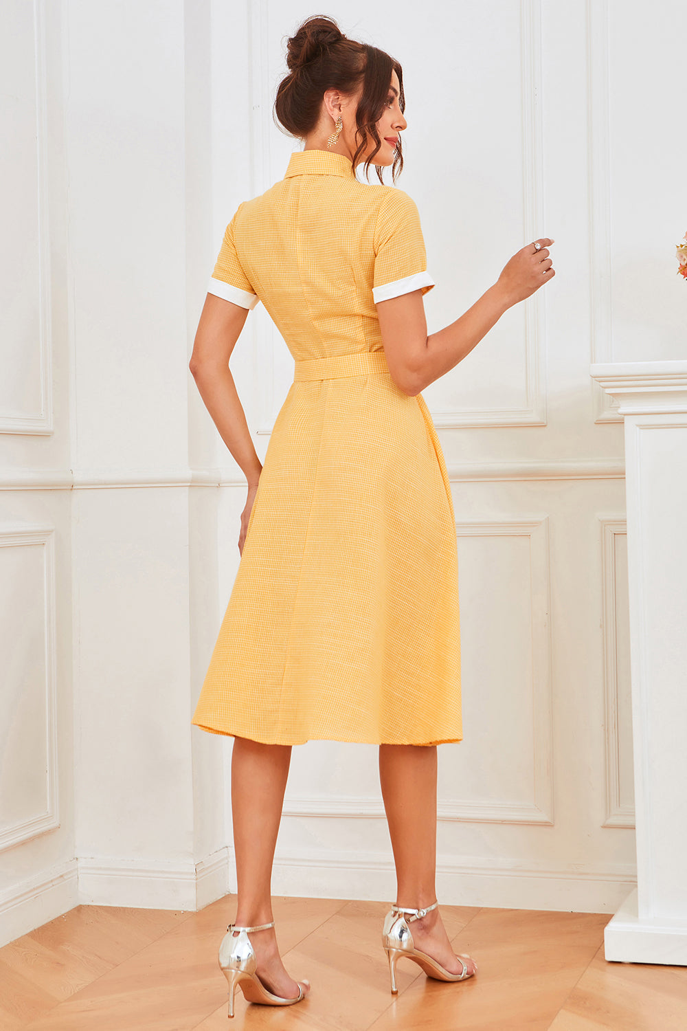 Yellow Plaid Vintage Swing Dress