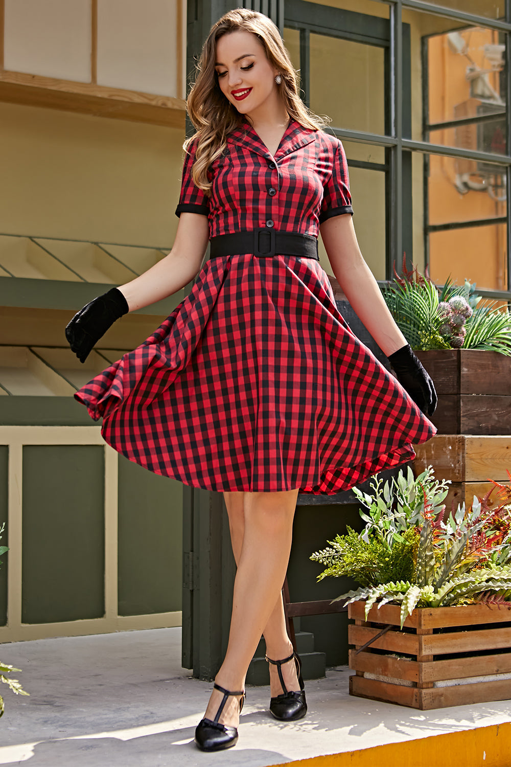 1950s Plaid Swing Vintage Dress