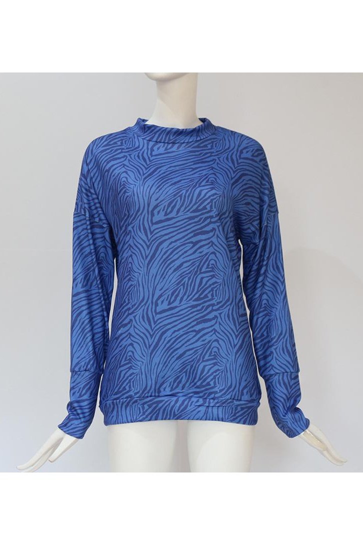 Zebra Pattern Long Sleeve Round Neck Sweatshirt