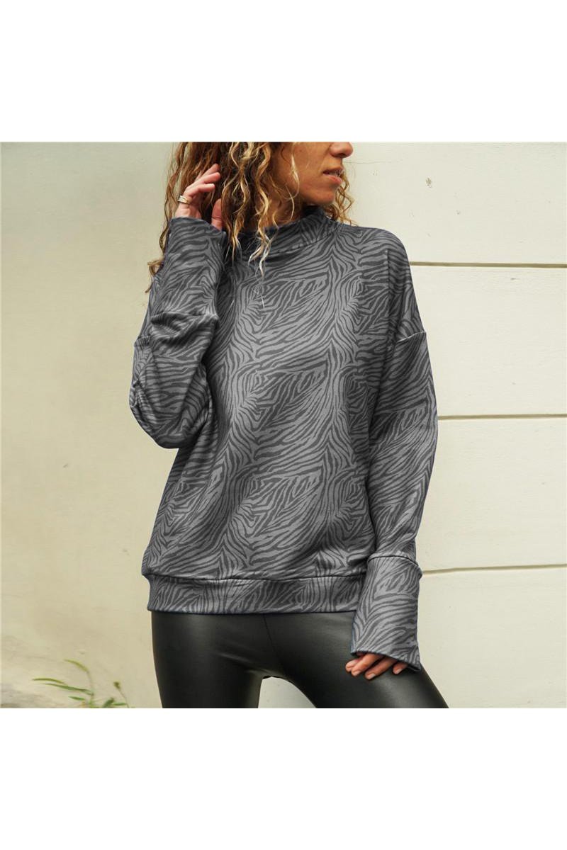 Zebra Pattern Long Sleeve Round Neck Sweatshirt