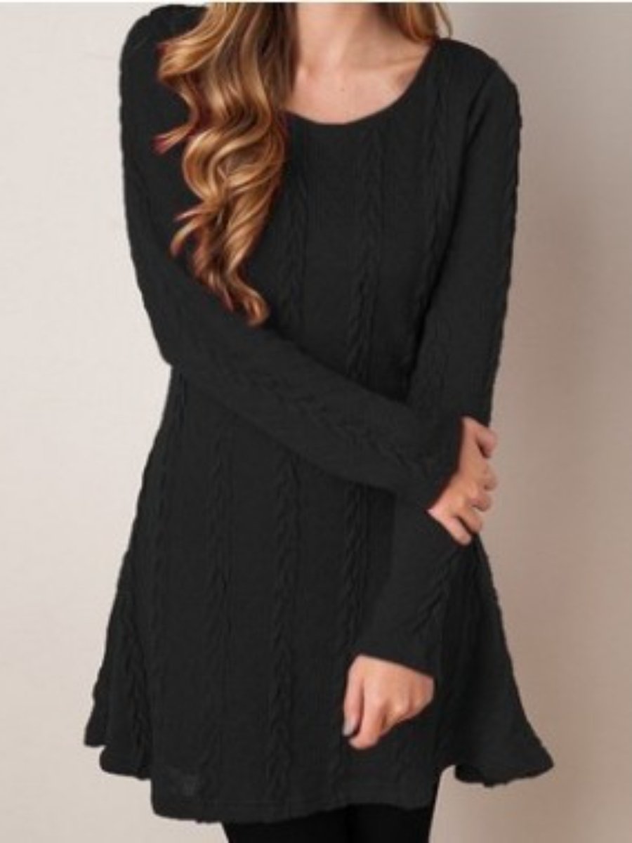 Women's Sweater Dress Crew Neck Slim Fit Casual Knitted Dress