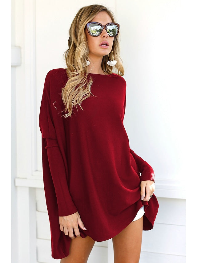 Women's Tunic T-shirt Plain Round Neck Basic Long Sleeve Leisure Tops