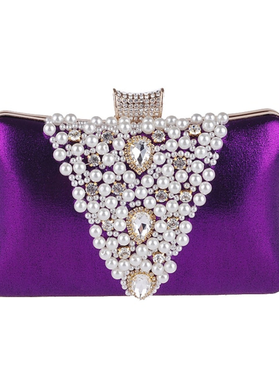 Women's Wedding Bags PU Leather Polyester Rhinestone Pearls Evening Bag