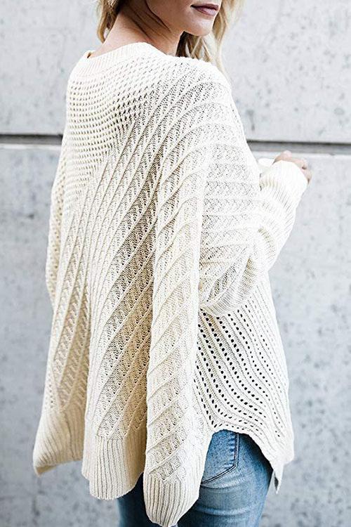 Zip Bat Sleeve Off-the-shoulder Sweater