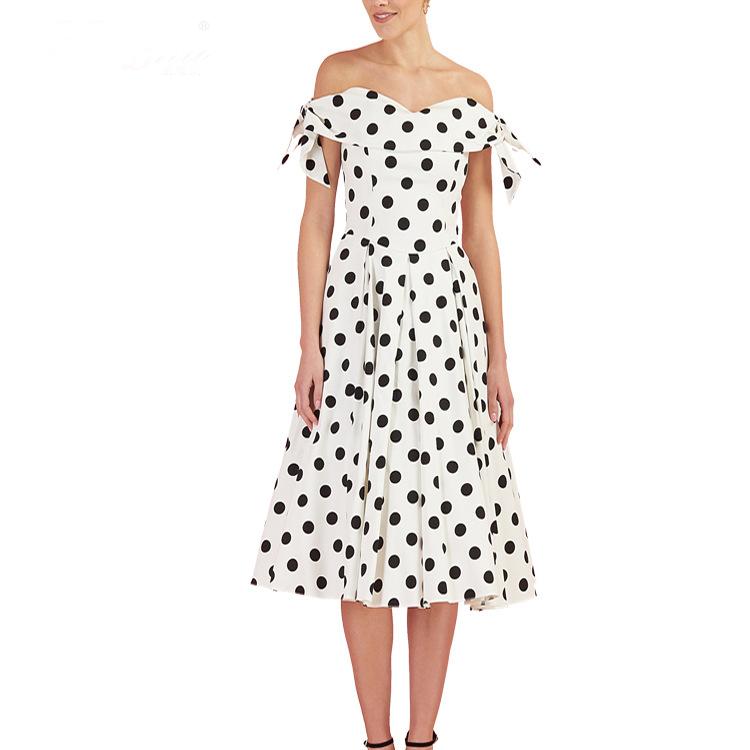 1950s Dress Polka Dot Sweet Vintage Swing Dress for women