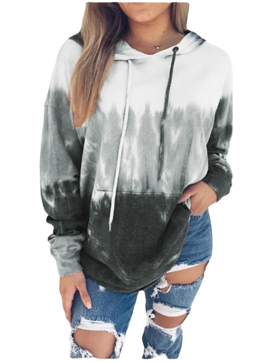 Women's Tie Dye Hoodie Long Sleeve Drawstring Hooded Sweatshirt