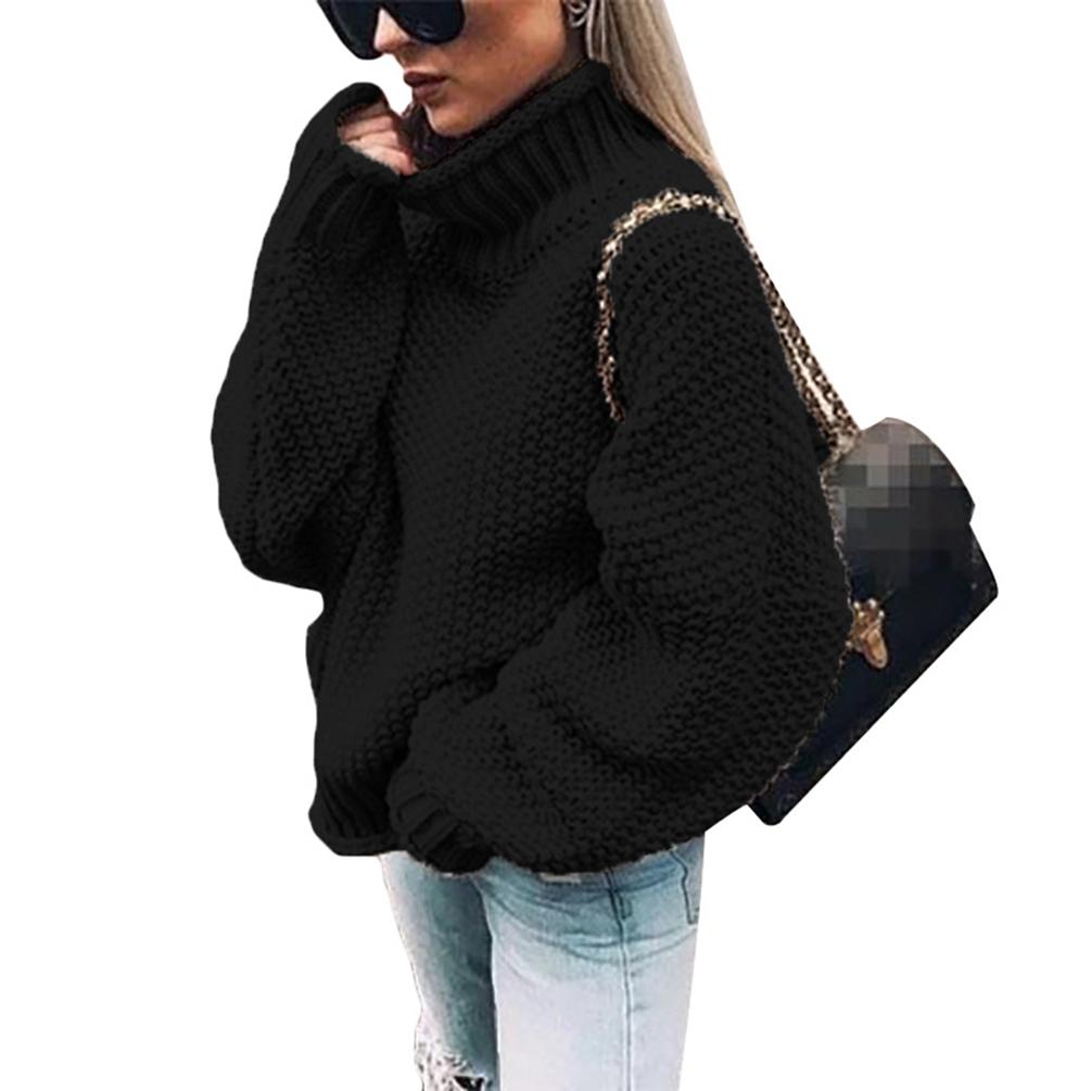 Womens Turtleneck Jumper Long Sleeve Loose Knit Sweater