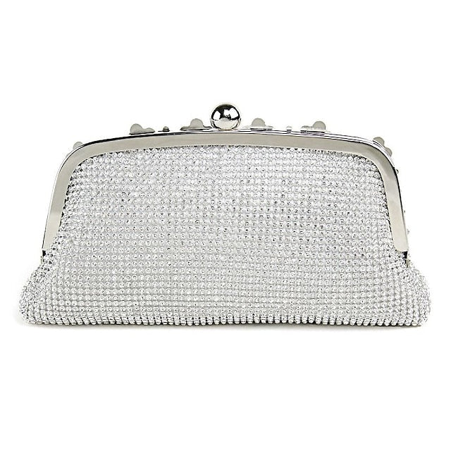 Women's Wedding Bags Alloy Crystals Solid Color Glitter Shine Clutch Bag