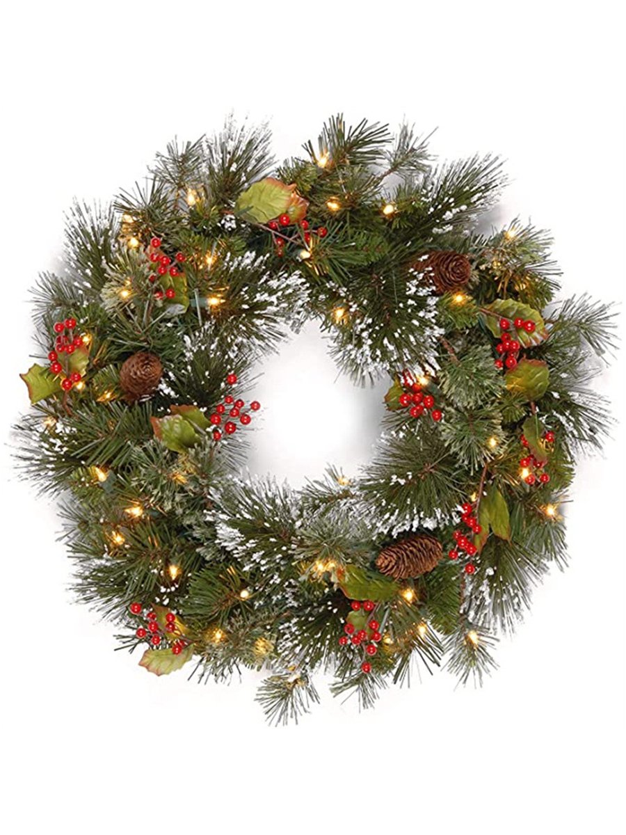 Wreath Christmas Artificial with Lights Holiday Door Christmas Decoration