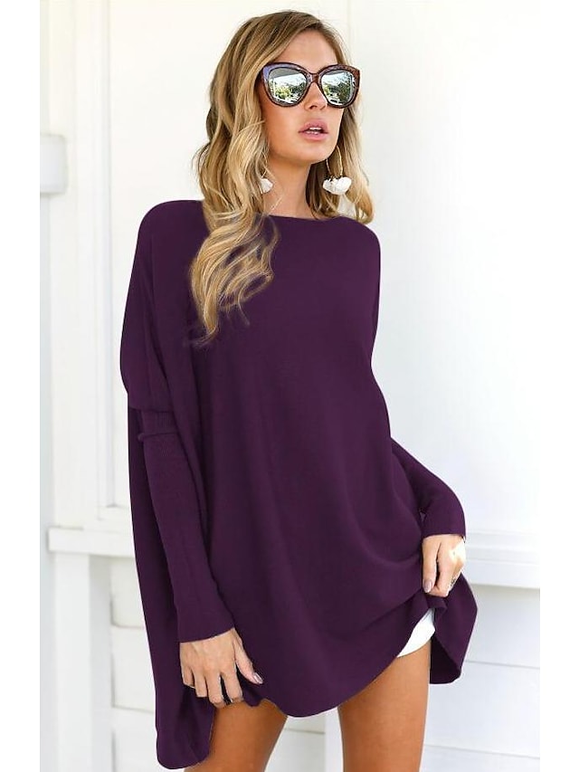 Women's Tunic T-shirt Plain Round Neck Basic Long Sleeve Leisure Tops