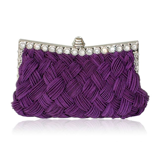 Women's Wedding Bags Satin Rhinestone Weave Style Evening Bag