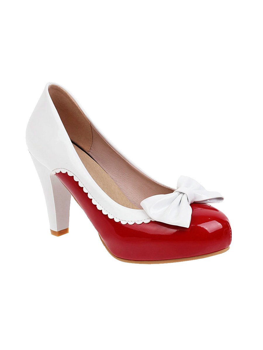 1950s Shoes Bowknot Round Toe High Heels Shoes