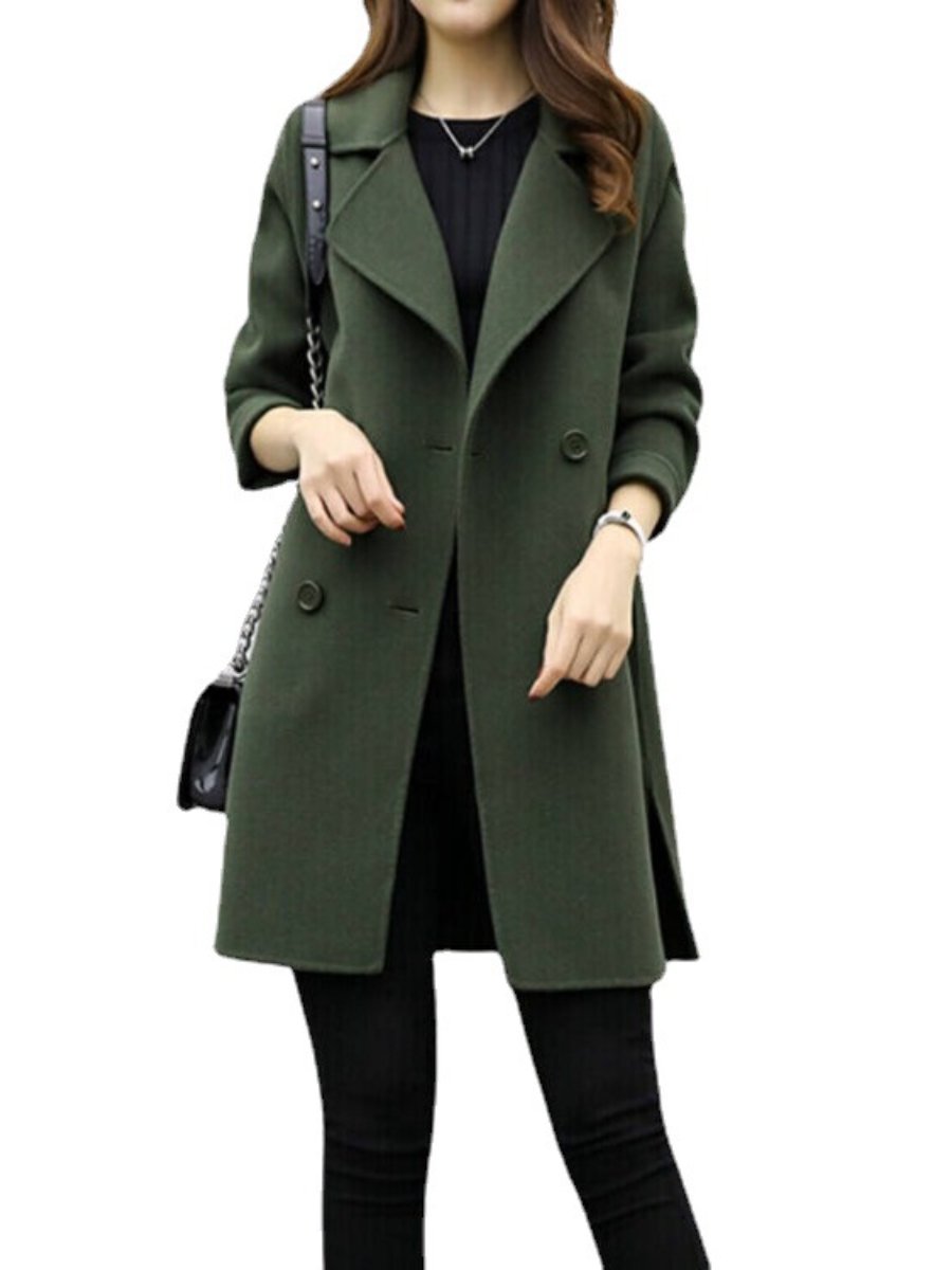 Women's Trench Coat Double-Breasted Casual Winter Wool Coat