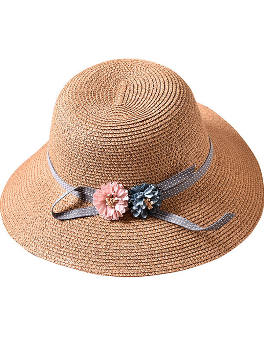 Women's Sun Hat Flower Bowknot Sunshade Beach Hat