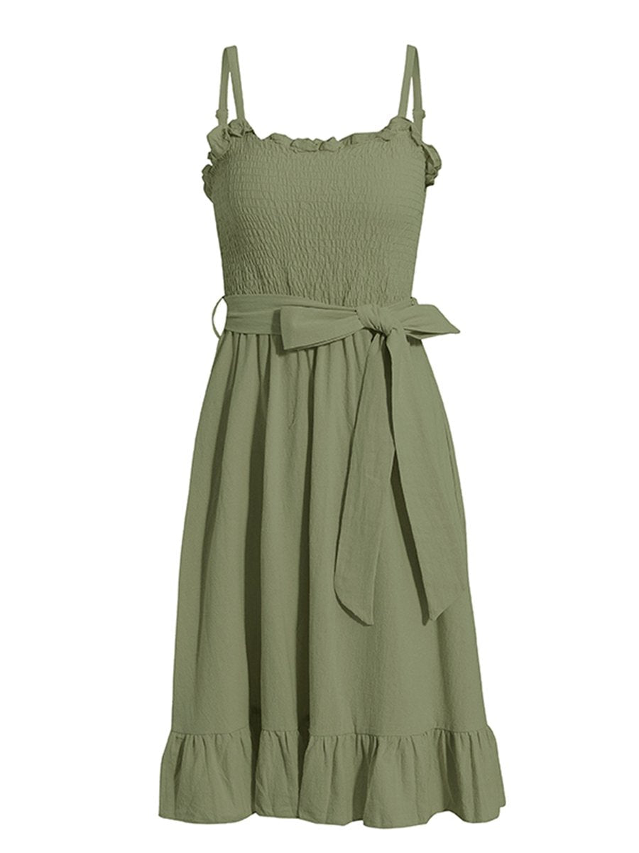 Womens Slip Dress Ruffled Sexy Midi Dress