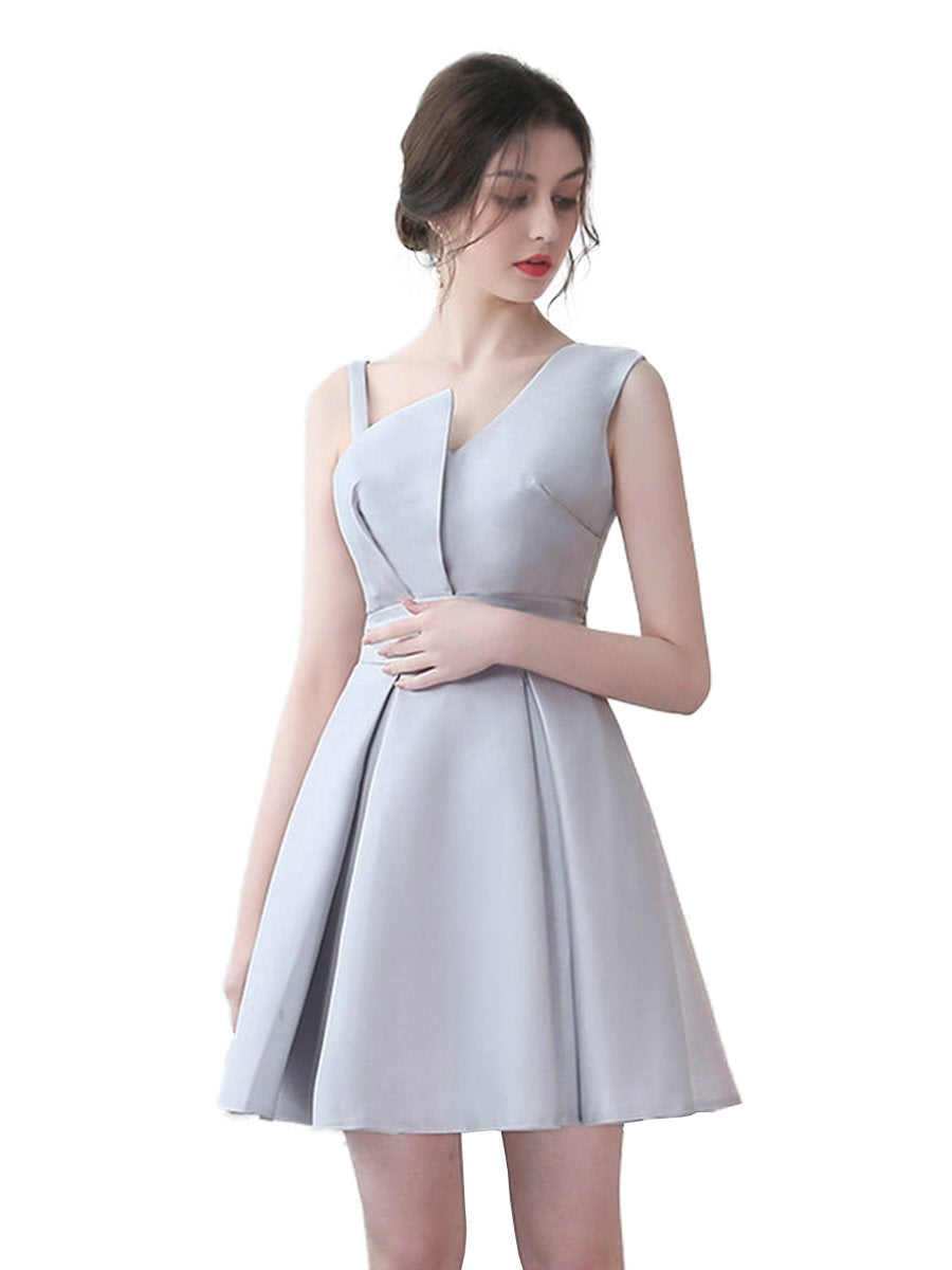 Womens Short A-Line  Dress Satin Elegant Evening Dress