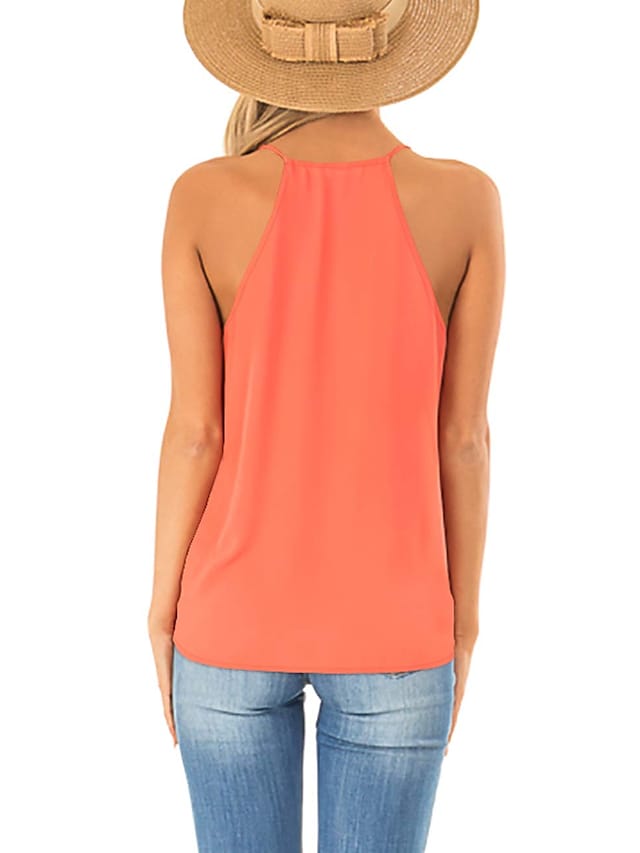 Women's Tank Top Spaghetti Strap V-neck Solid Color Casual Tops