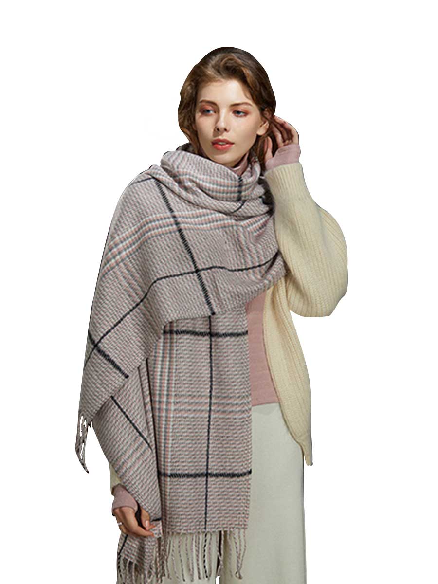 Wool Scarf Plaid Warm Cashmere Shawl