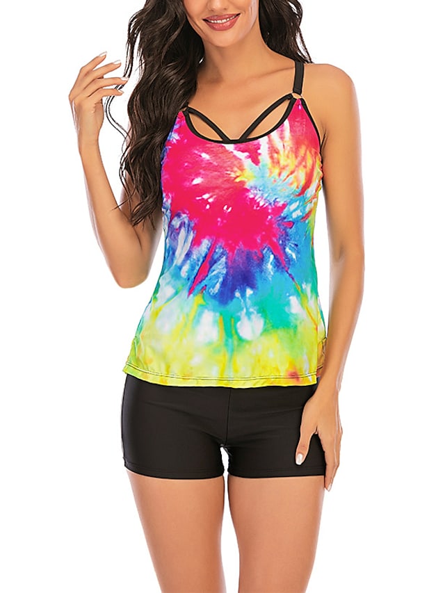 Women's Swimwear Push Up Rainbow Camisole Casual Sexy Swimsuit