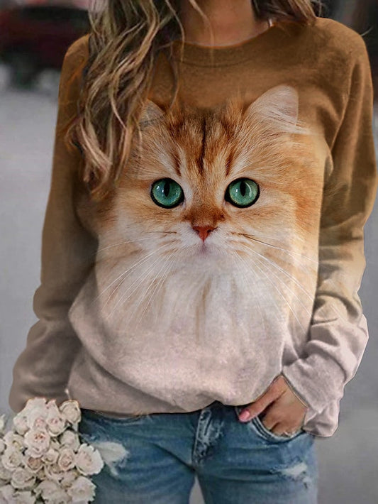 Women's Sweatshirt Cat 3D Print Casual Long Sleeve Pullover Hoodies