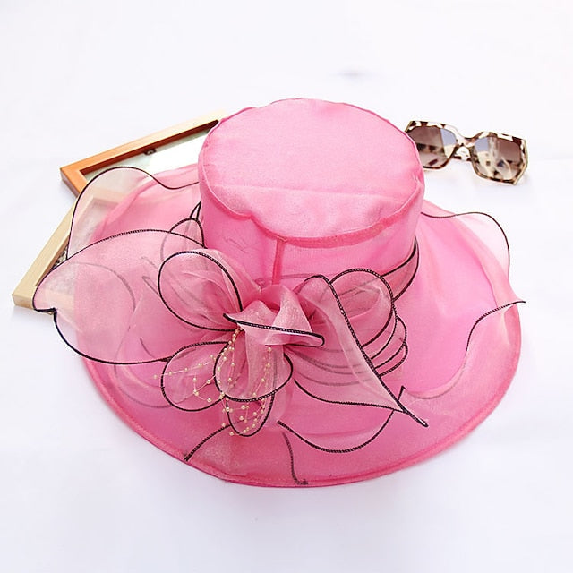 Women's Sun Hat Lace Flower Patchwork Wide Brim Sun Shade Outdoor Hat