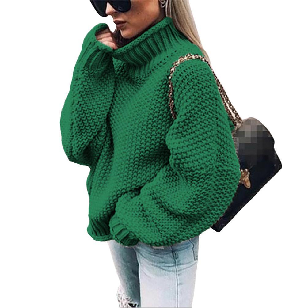 Womens Turtleneck Jumper Long Sleeve Loose Knit Sweater