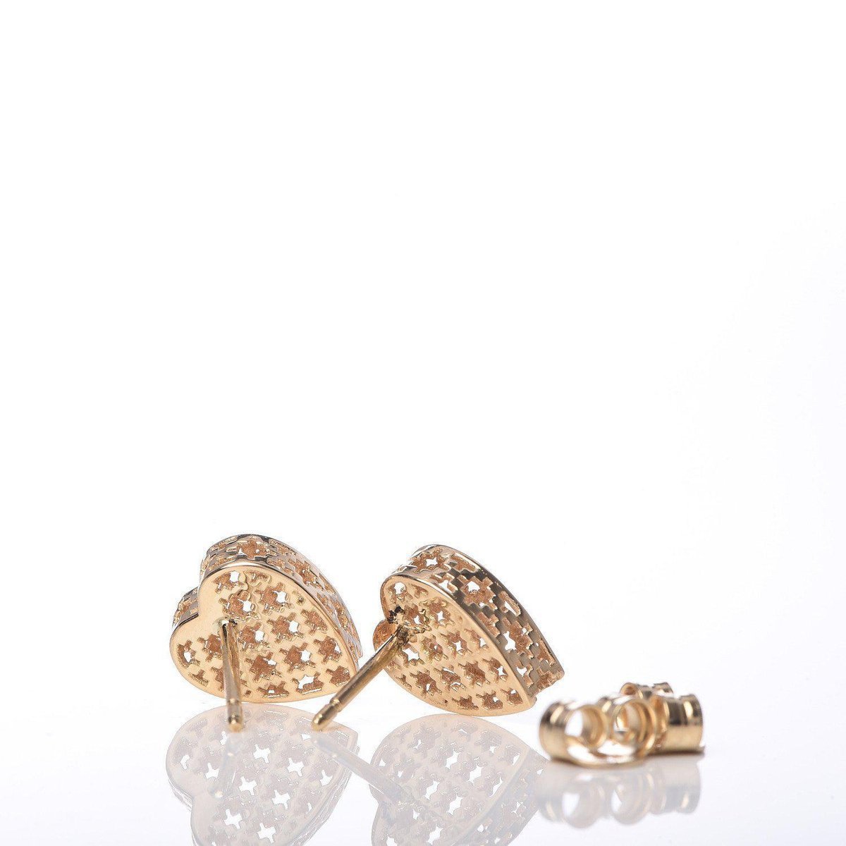 18K Yellow Gold Diamantissima Heart Stud Earrings