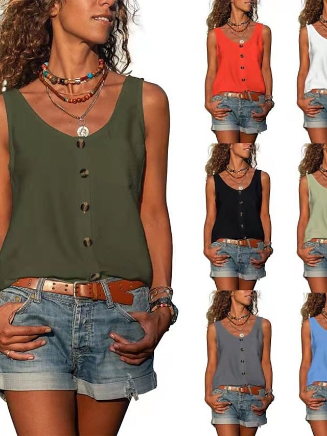 Women's Vest V-Neck Solid Color Basic Daily Shirts