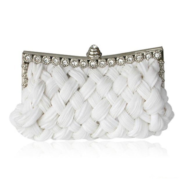 Women's Wedding Bags Satin Rhinestone Weave Style Evening Bag