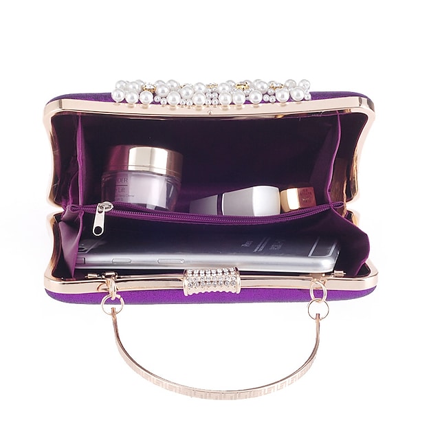 Women's Wedding Bags PU Leather Polyester Rhinestone Pearls Evening Bag