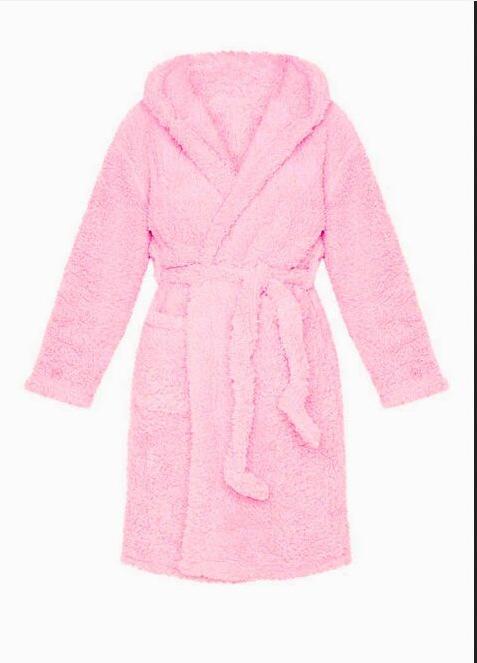 Womens Soft Cute Warm Long Fleece Plush Robe with Hood