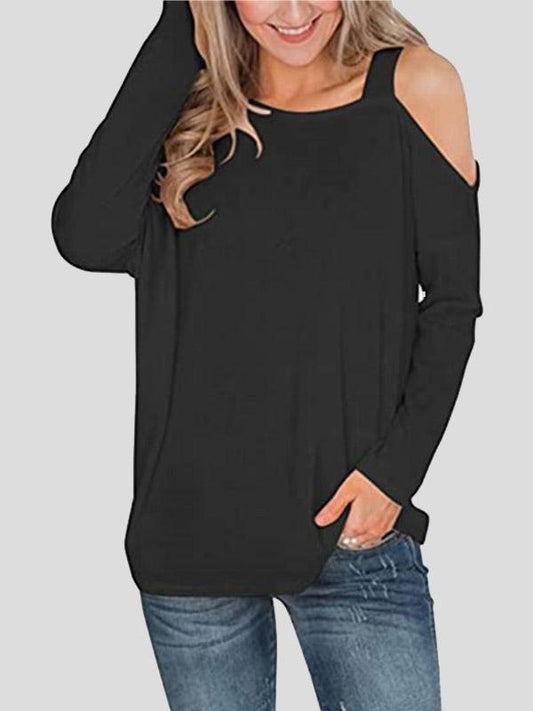 INS Women's Off The Shoulder Fashion Long Sleeve T-Shirt - T-Shirts - INS | Online Fashion Free Shipping Clothing, Dresses, Tops, Shoes - 04/08/2021 - 10-20 - Category_T-Shirts