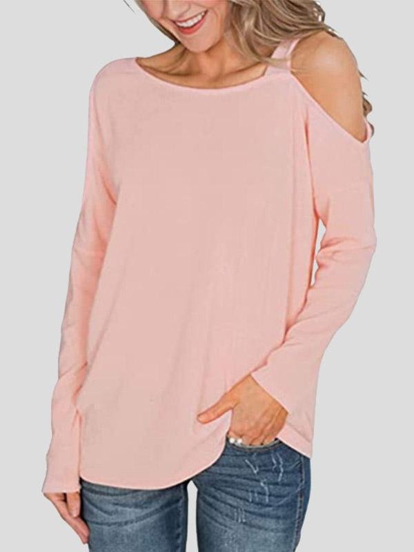 INS Women's Off The Shoulder Fashion Long Sleeve T-Shirt - T-Shirts - INS | Online Fashion Free Shipping Clothing, Dresses, Tops, Shoes - 04/08/2021 - 10-20 - Category_T-Shirts