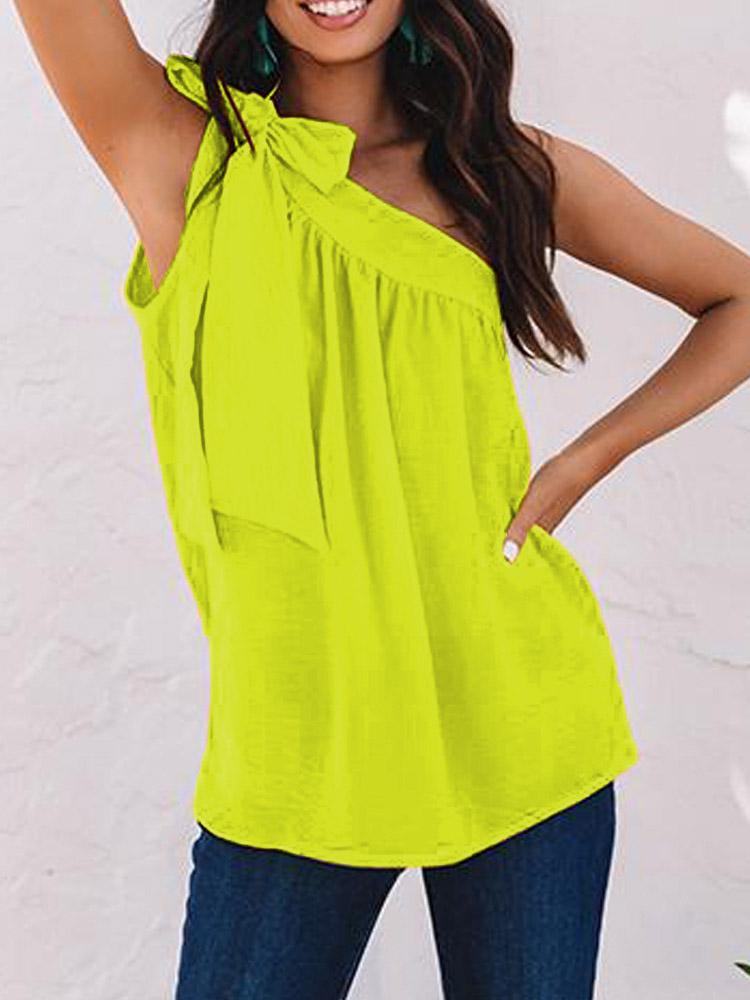 INS Women's Sloping Shoulder Belted Tank Tops - Tanks Tops - INS | Online Fashion Free Shipping Clothing, Dresses, Tops, Shoes - 02/08/2021 - 10-20 - Category_T-Shirts