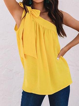 INS Women's Sloping Shoulder Belted Tank Tops - Tanks Tops - INS | Online Fashion Free Shipping Clothing, Dresses, Tops, Shoes - 02/08/2021 - 10-20 - Category_T-Shirts