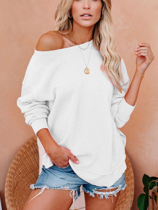 INS Women's Solid Long Sleeve Pullover T-Shirts - T-Shirts - INS | Online Fashion Free Shipping Clothing, Dresses, Tops, Shoes - 03/08/2021 - 10-20 - Category_T-Shirts