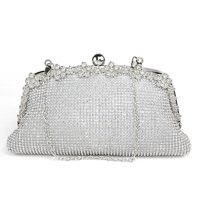 Women's Wedding Bags Alloy Crystals Solid Color Glitter Shine Clutch Bag