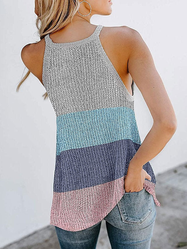 Women's Tank Top Color Block Stitching Halter Casual Streetwear Tops