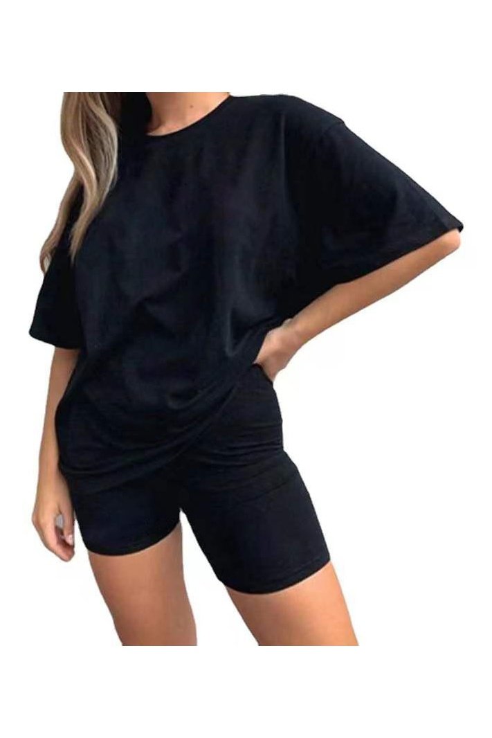 Women's Two Piece Outfit Short Sleeve T Shirt And Yoga Shorts