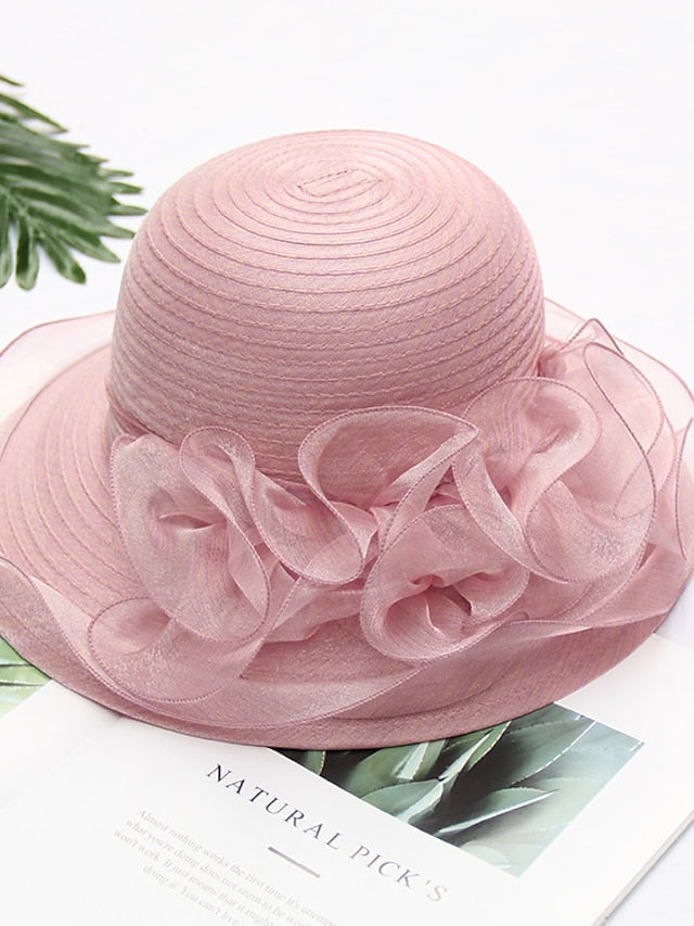 Women's Stylish Sun Hat Dailywear Tulle Flower UV Protection Dome Sun Hat