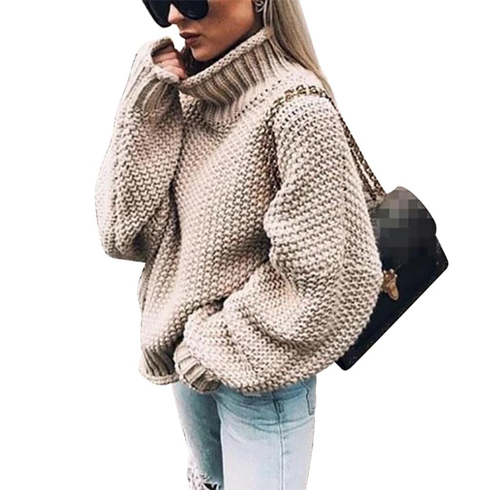 Womens Turtleneck Jumper Long Sleeve Loose Knit Sweater