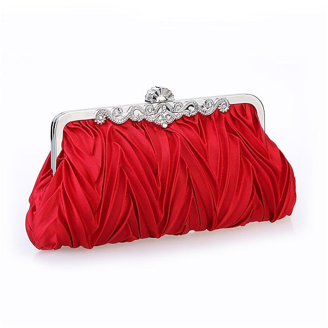 Women's Wedding Bags Evening Bag Satin Crystal Rhinestone Plain Party Bag