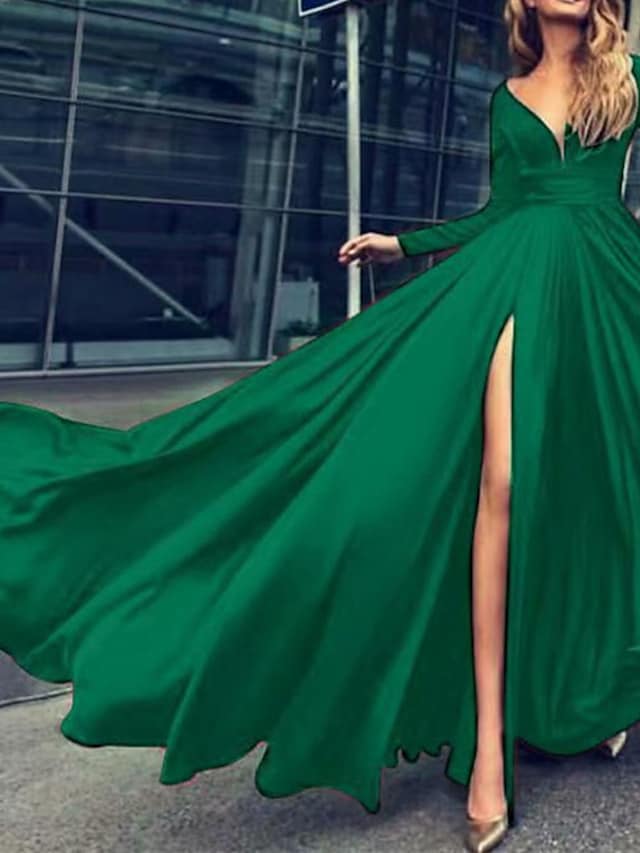 Women's Swing Dress  Split V Neck Elegant Sexy Maxi Long Dress