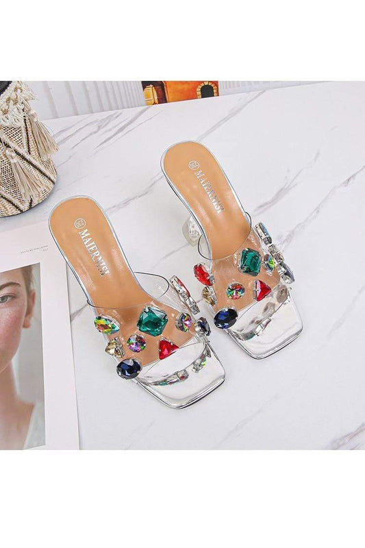 Zaria Transparent Rhinestoned Pumps